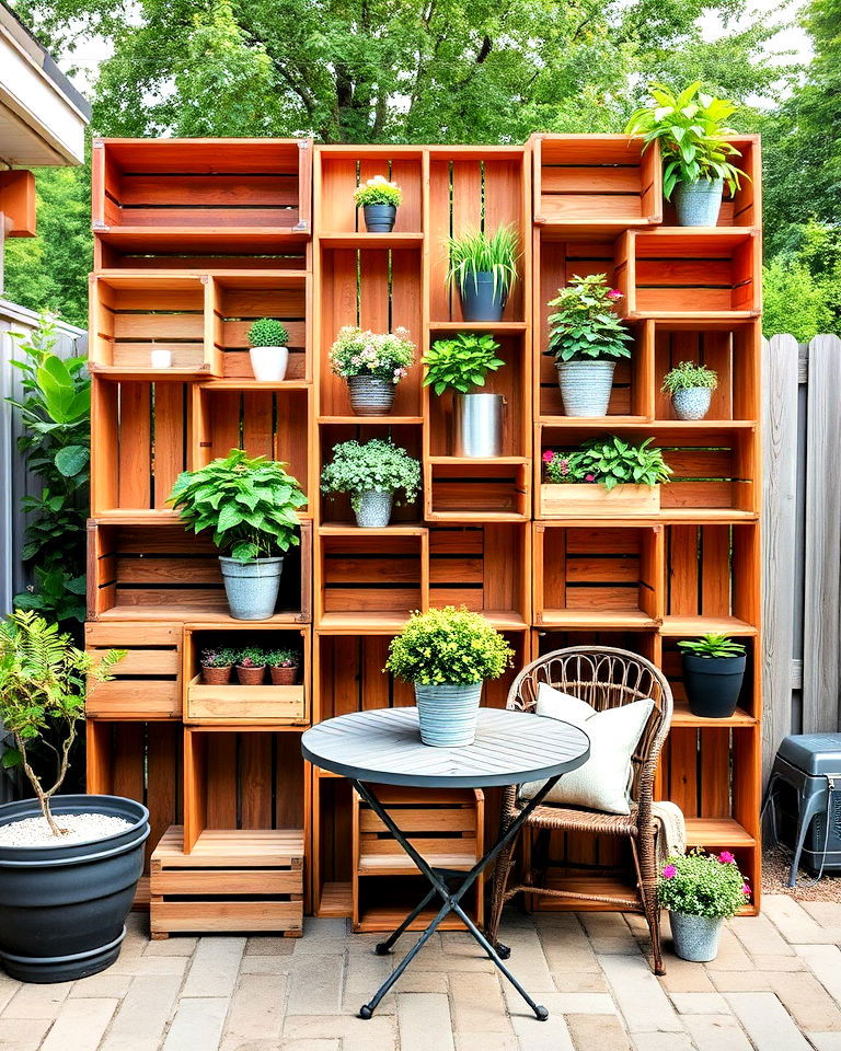 unique upcycled wooden crates for privacy