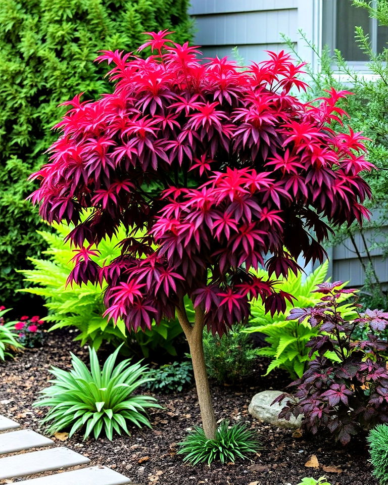 use compact ornamental trees to small garden