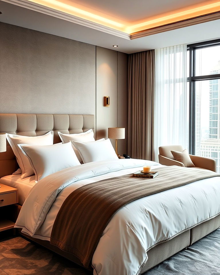 use luxurious bedding in hotel room