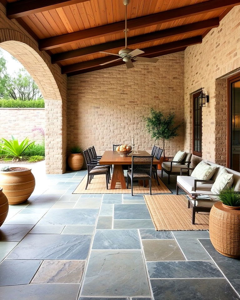 use natural stone flooring for california room
