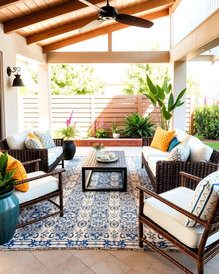 use outdoor rug in california room design