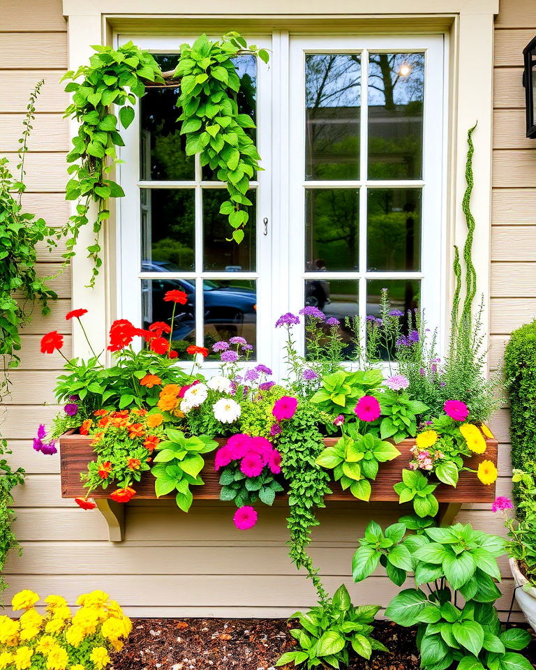 use window boxes for added color to front garden
