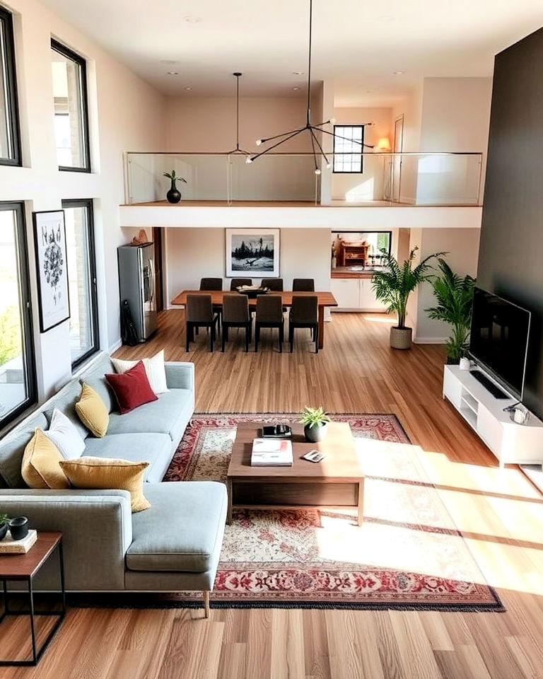 utilize open concept living space