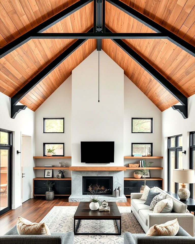 vaulted ceiling with metal accents idea