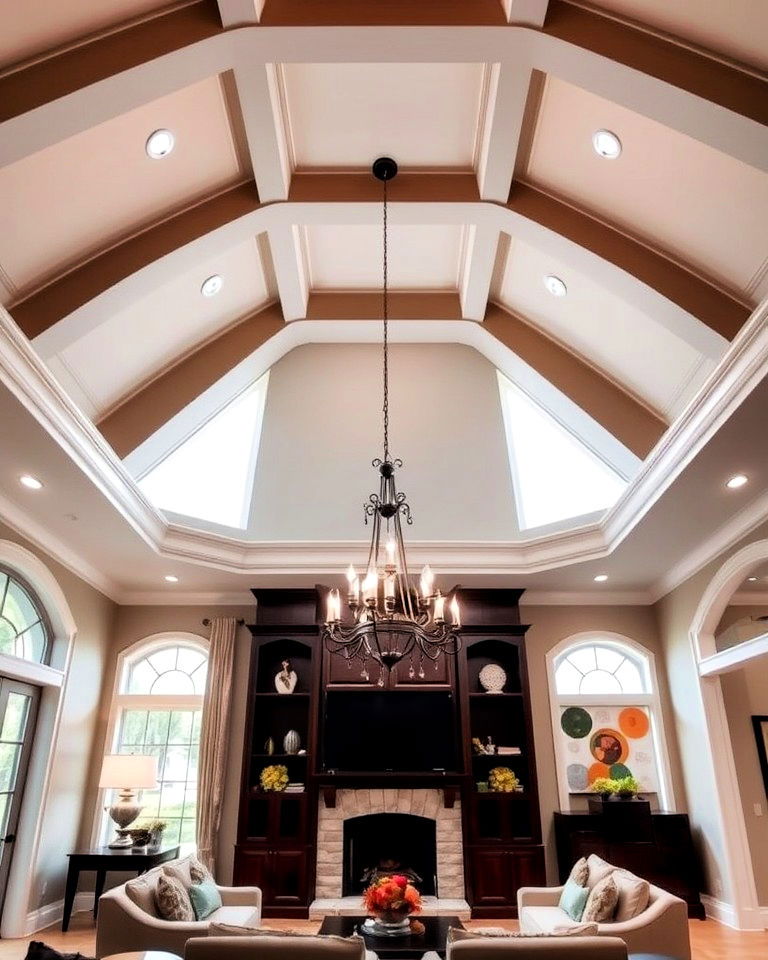 vaulted tray ceiling for large living room