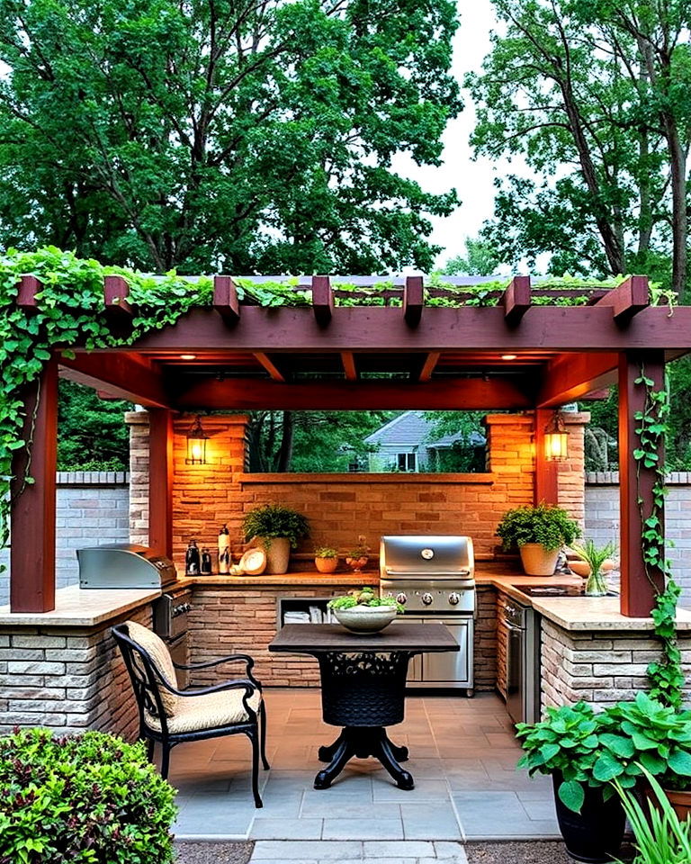 versatile covered patio kitchen with pergola