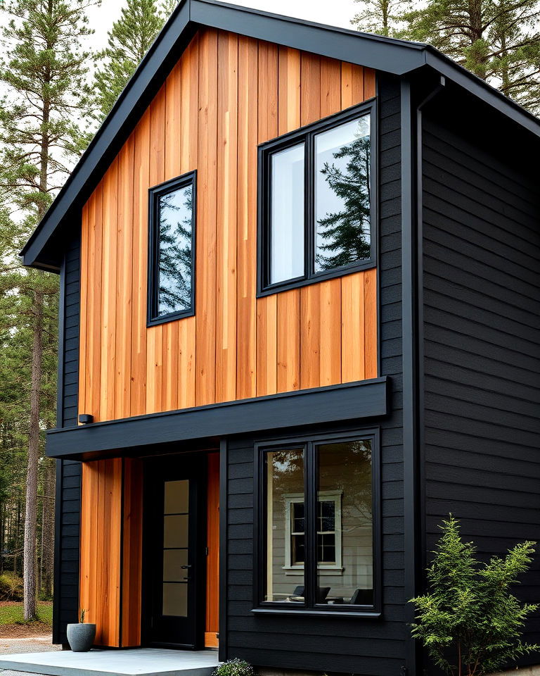 vertical cedar panels for textural contrast