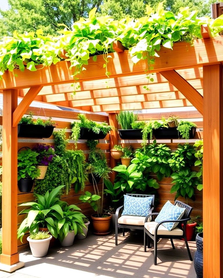 vertical garden into a pergola design