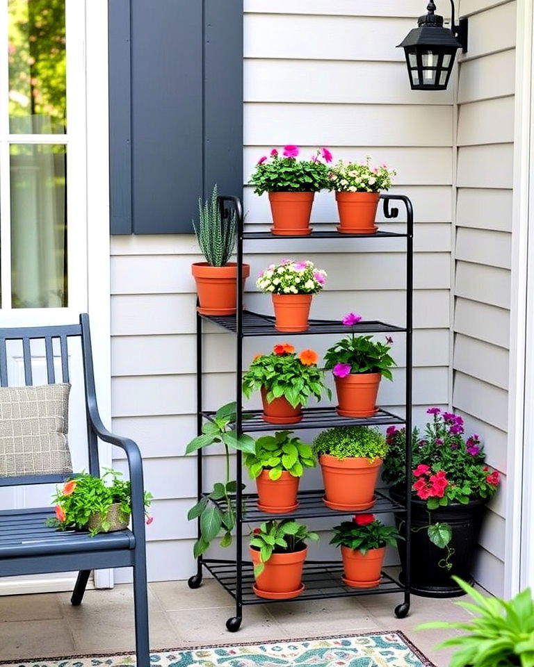 vertical space with a tiered plant stand
