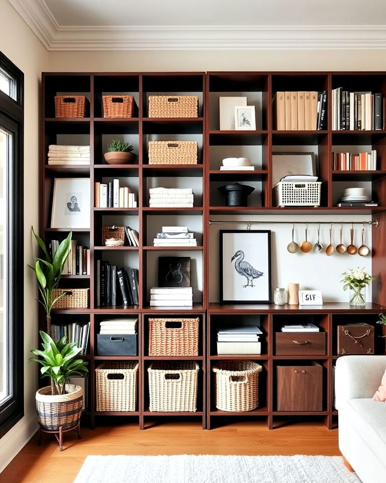 vertical storage solution for townhouse interior