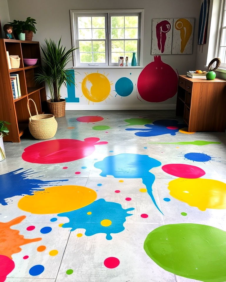 vibrant abstract art concrete floor