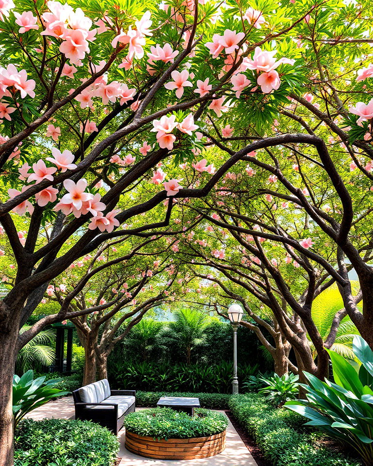 vibrant and enchanting flowering tree canopy
