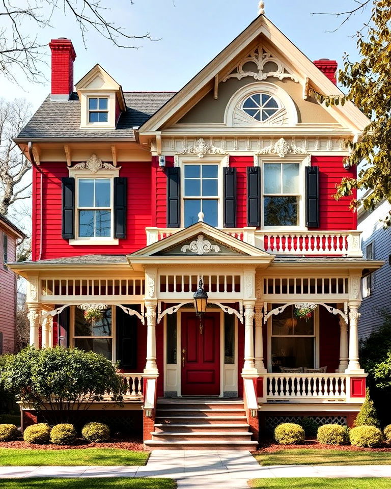 victorian elegance red and cream home