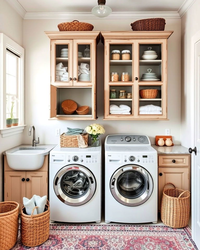 vintage cabinets with open doors