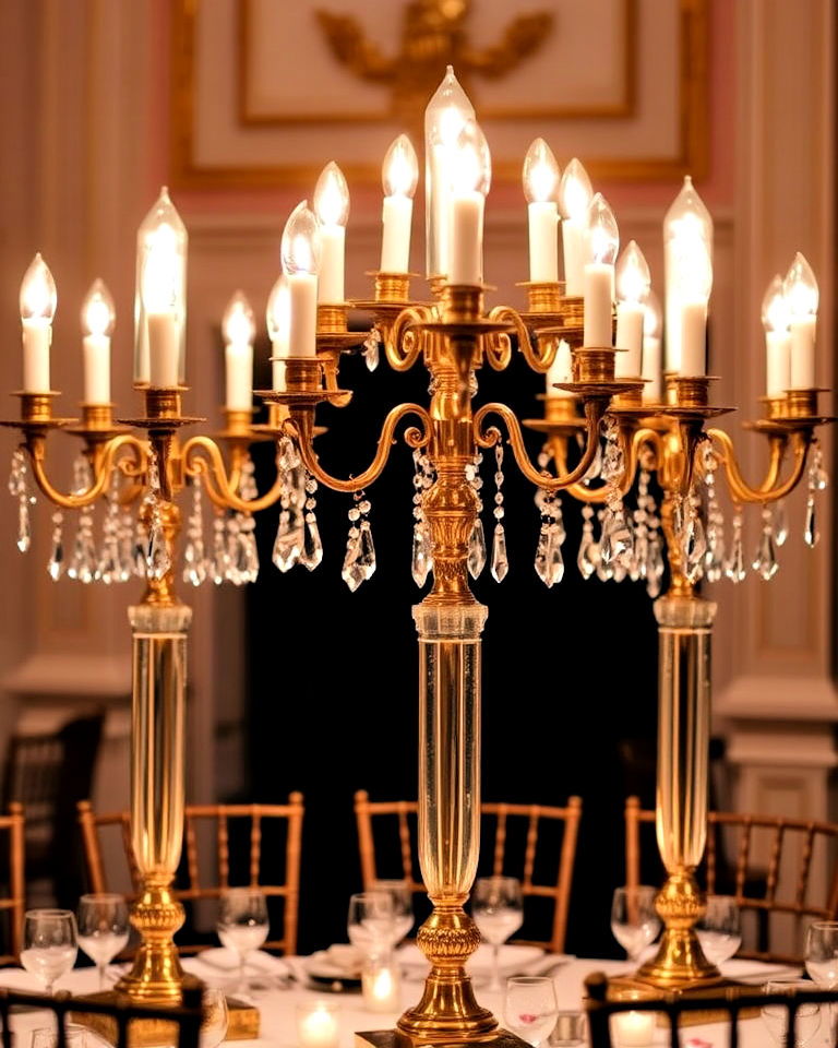 vintage candelabra with hanging crystals