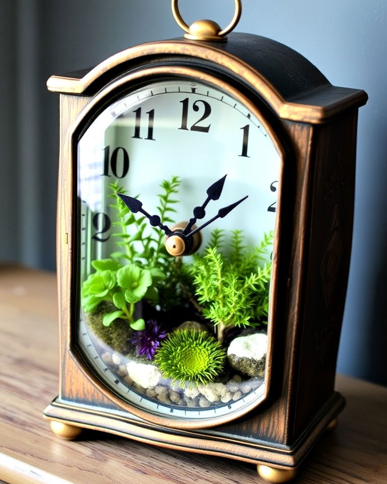 vintage clock terrarium