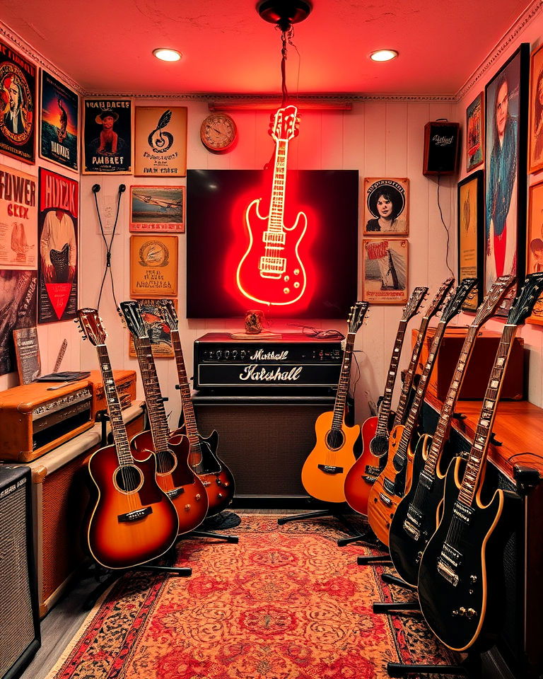 vintage inspired guitar room