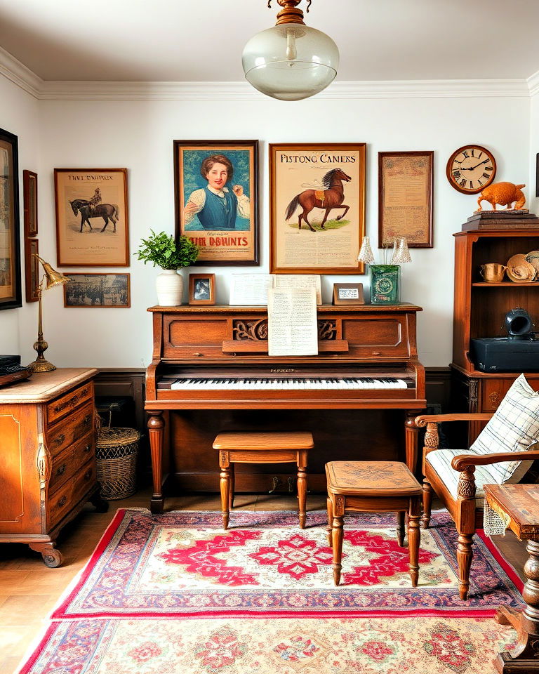 vintage piano room to add charm