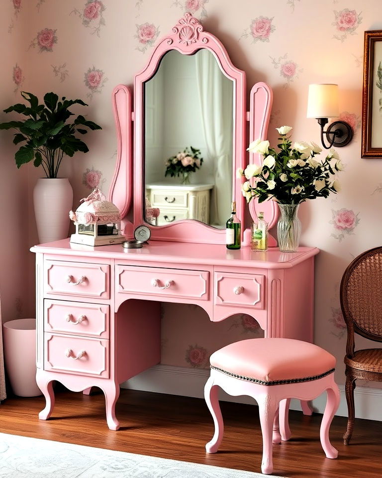 vintage pink vanity