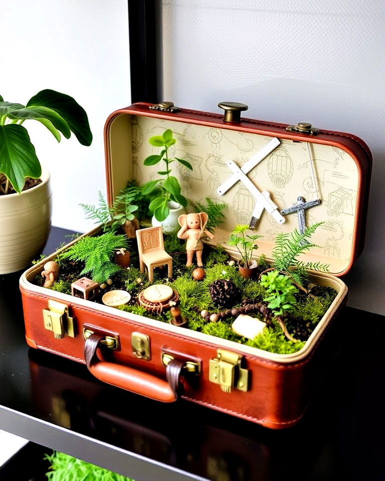 vintage suitcase terrarium