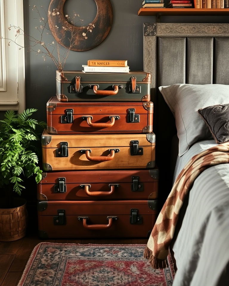 vintage suitcases for grunge aesthetic bedroom