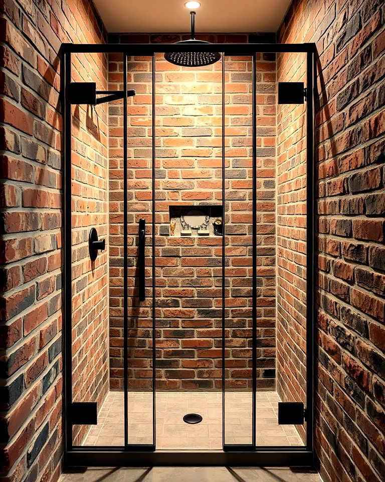 walk in shower brick walls walk in shower brick walls