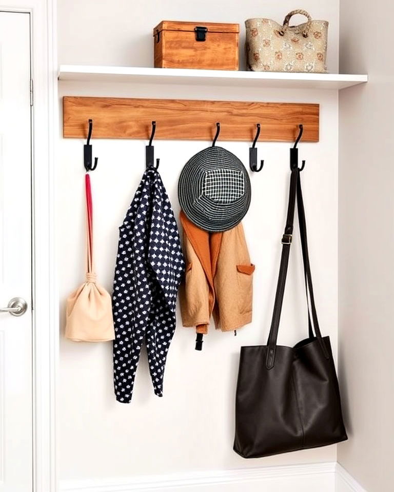 wall mounted hooks for compact boot room