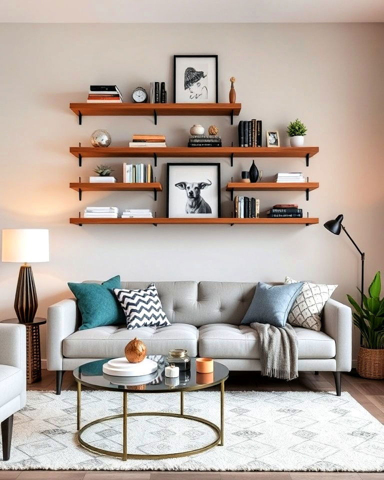 wall mounted shelves for added storage