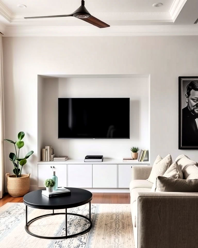 wall niche for a built in tv space