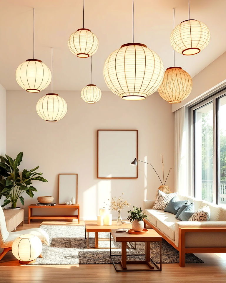 washi paper lanterns for soft lighting
