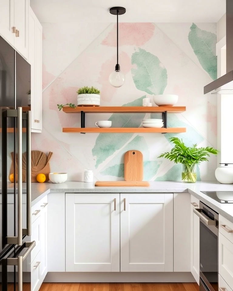 watercolor effects kitchen wallpaper