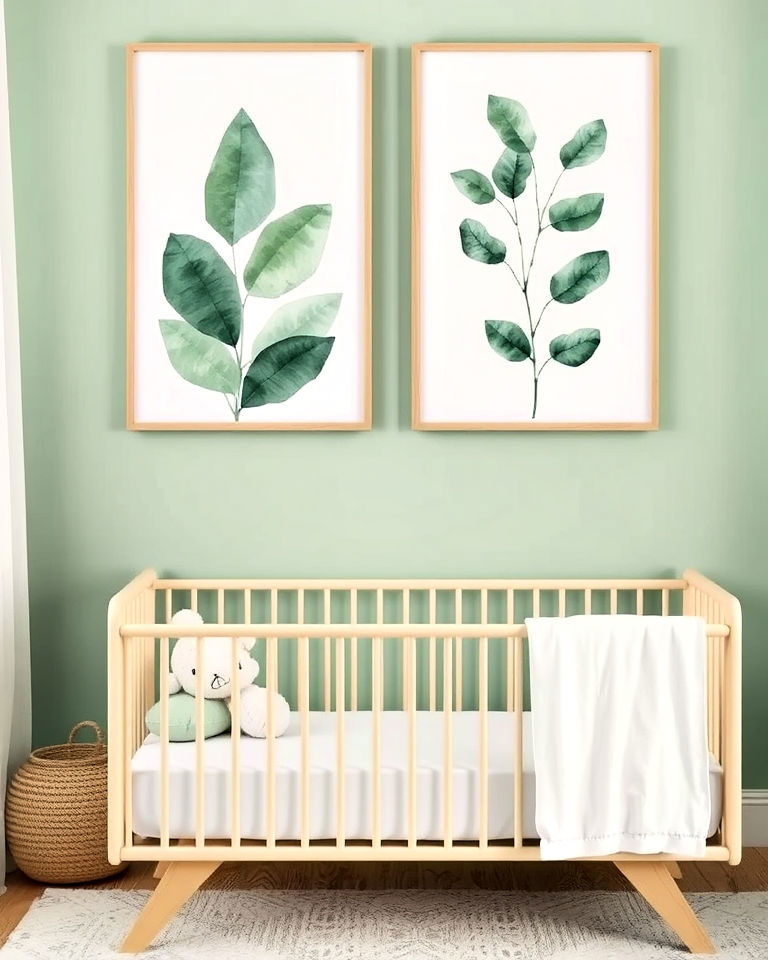 watercolor green artwork for nursery