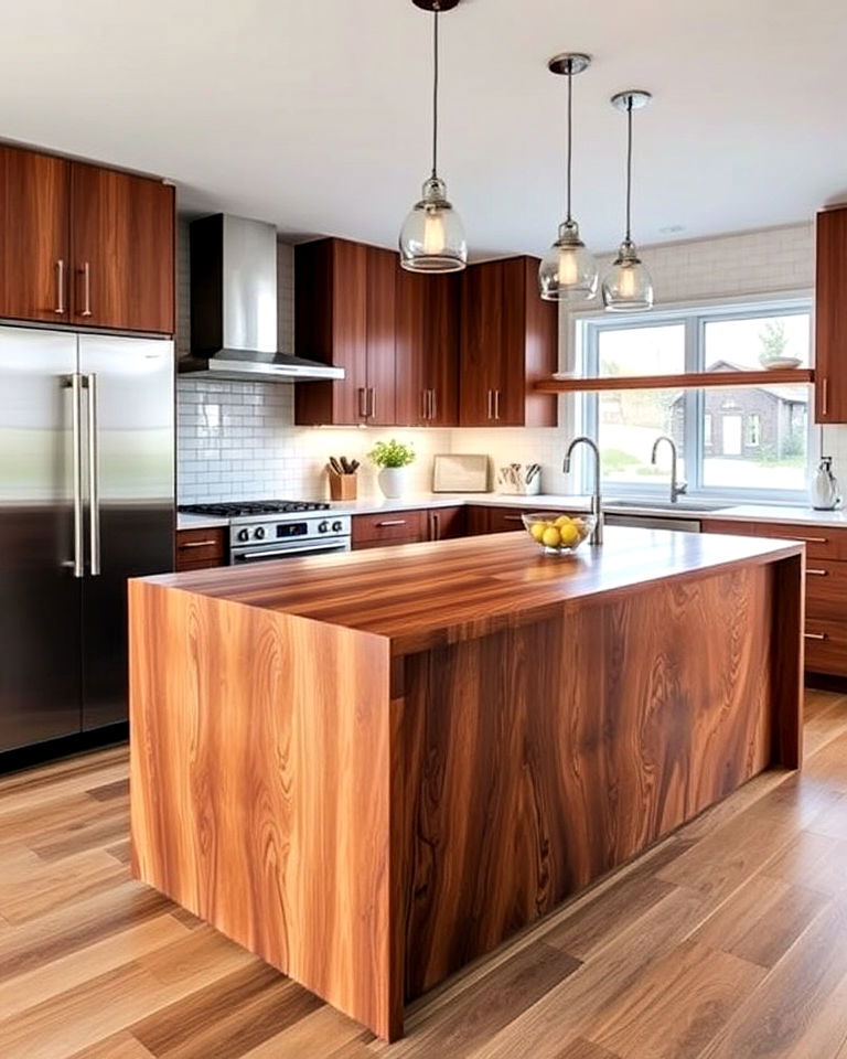 waterfall wood countertop