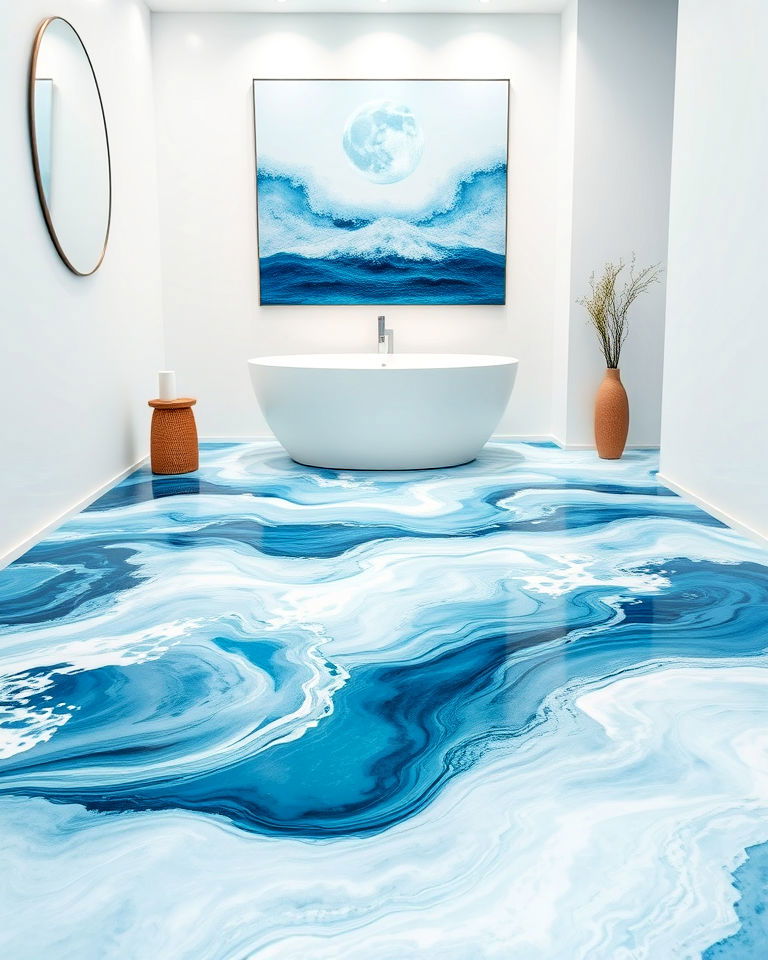 wave inspired epoxy floor design