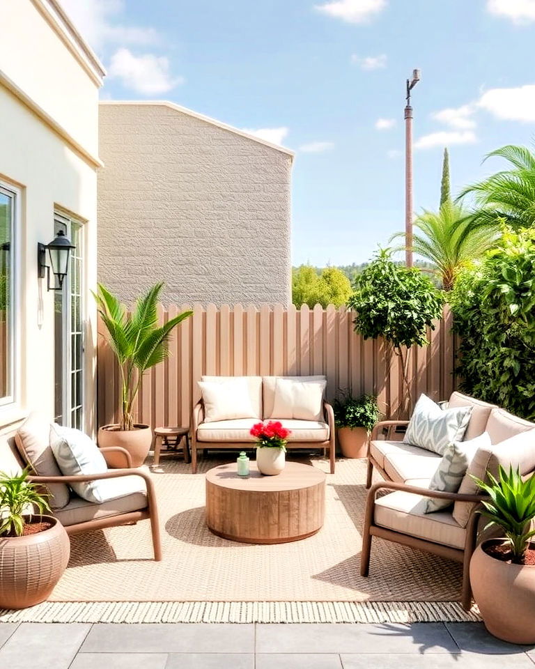 weather resistant greige patio furniture