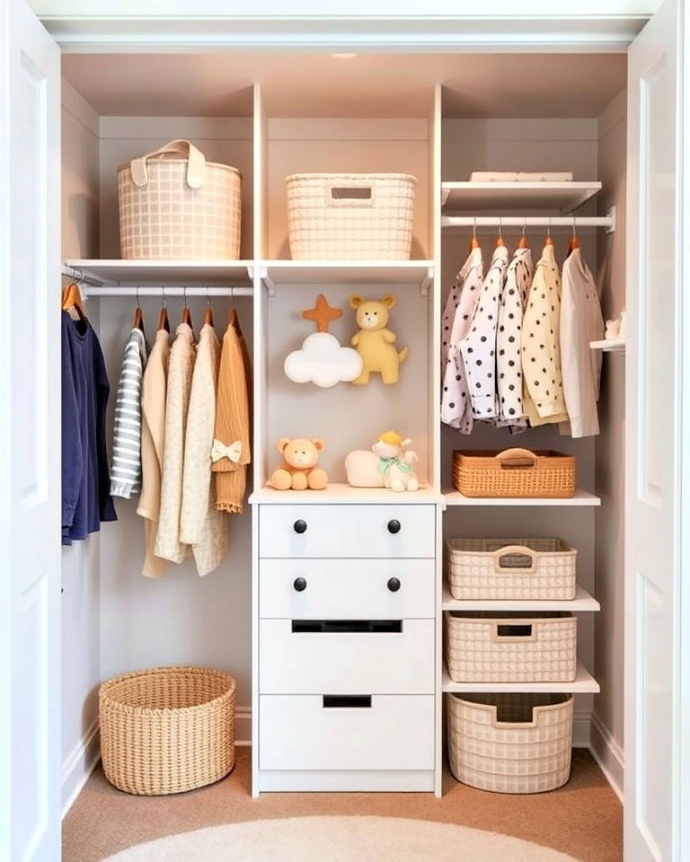 whimsical themed closet for your nursery