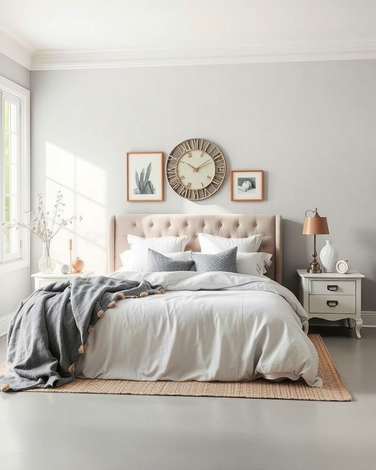 whisper gray bedroom for a subtle backdrop