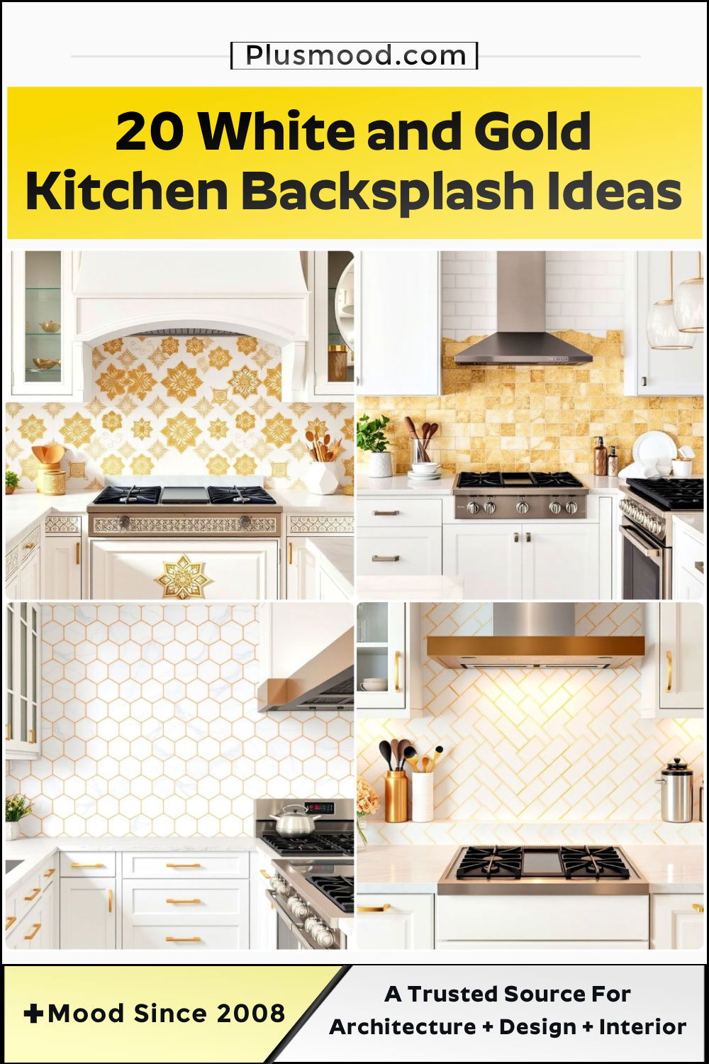 white and gold kitchen backsplash ideas and inspiration