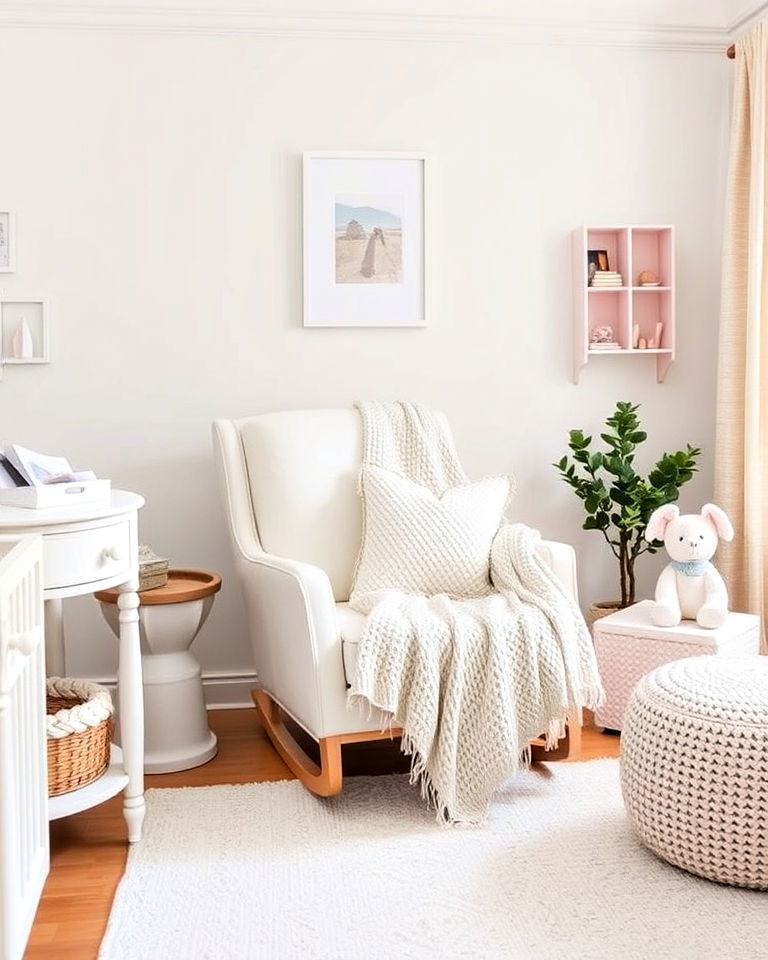 white armchair with cozy accents