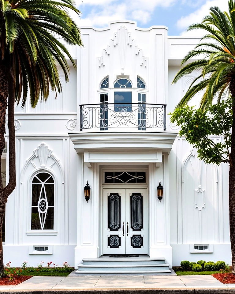 white art deco exterior home