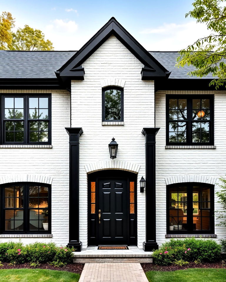 white brick with black trim