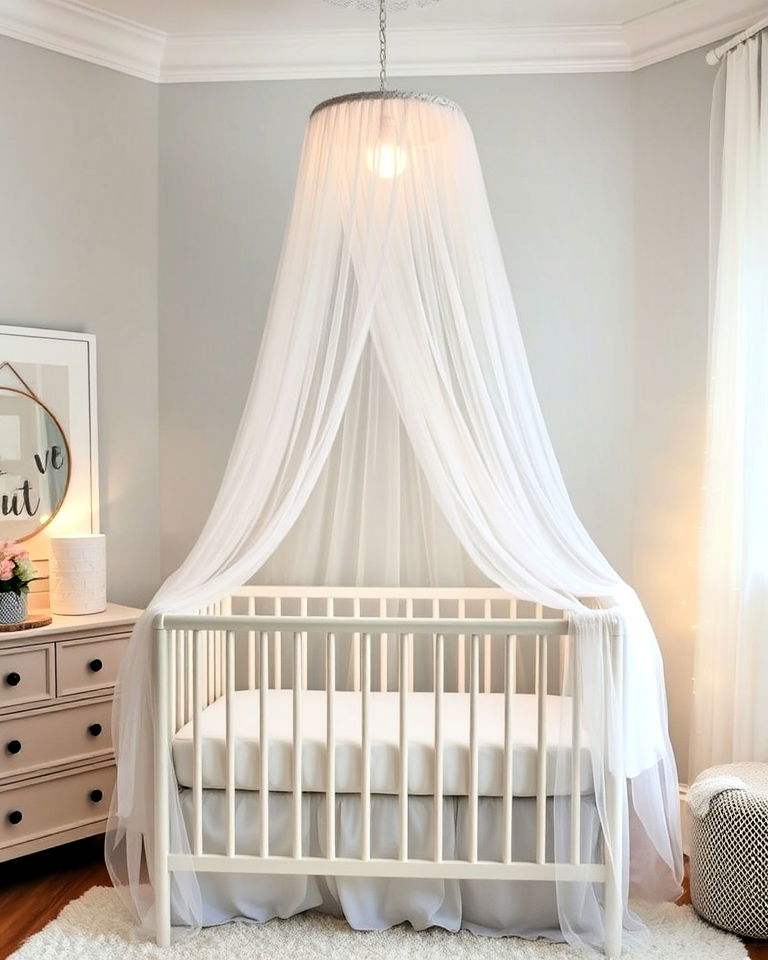 white canopy for the crib