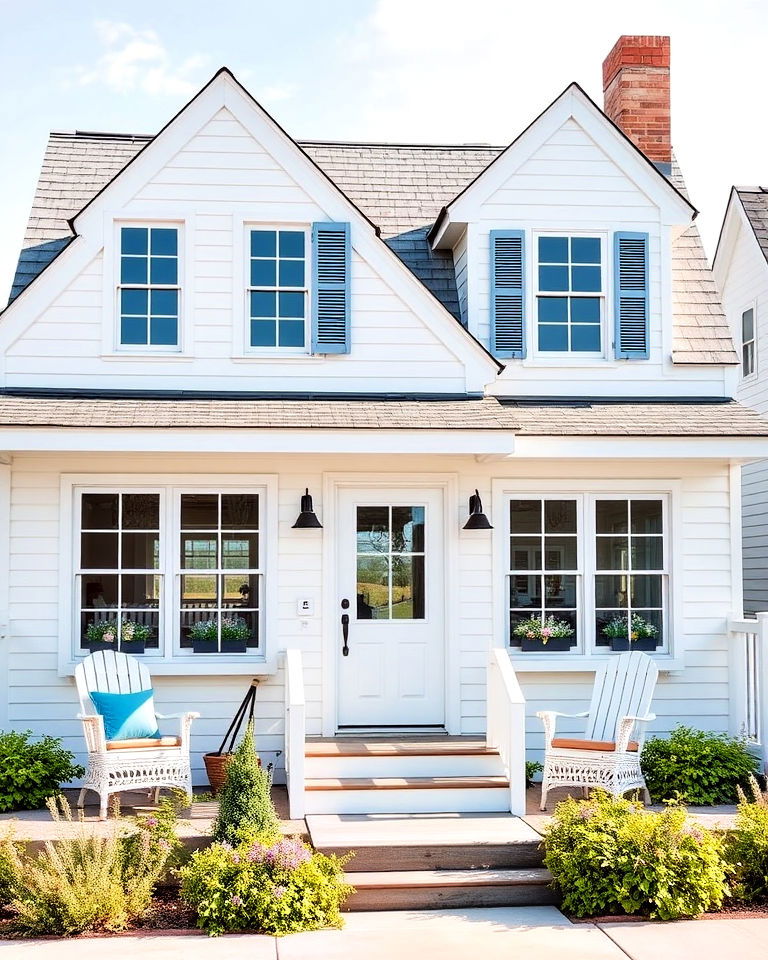 white coastal cottage exterior home