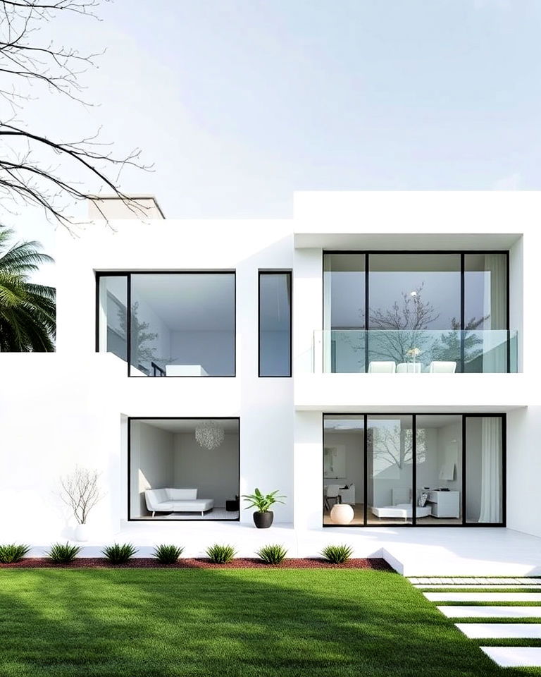 white contemporary minimalist exterior home