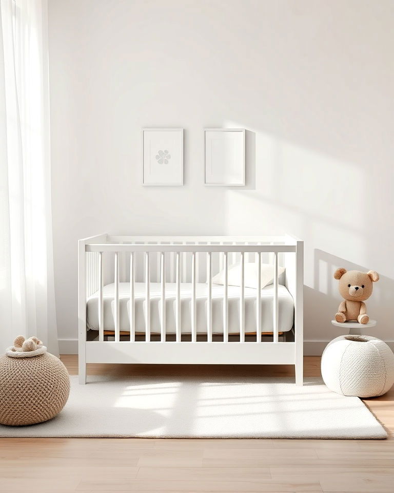 white crib with minimalist design