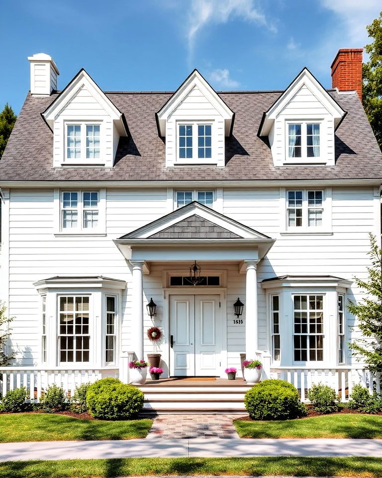 white dutch colonial exterior home