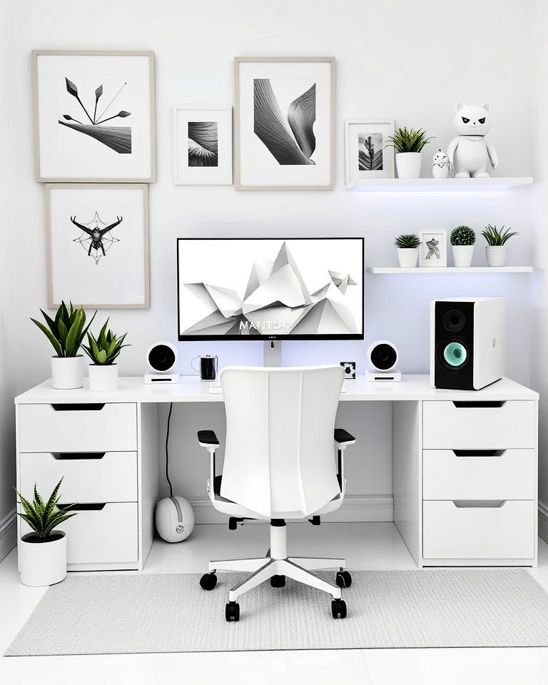 white gaming decor accents