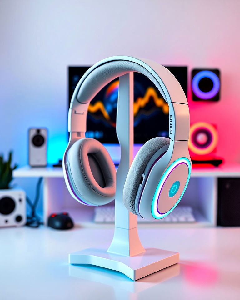 white gaming headset with rgb