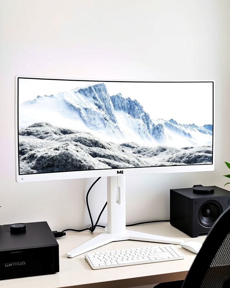 white gaming monitor with ultra thin bezel