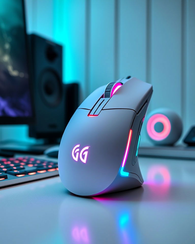 white gaming mouse with rgb